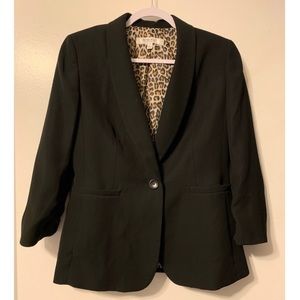Nine West Suit Separates Black Blazer Leopard Lining size 6